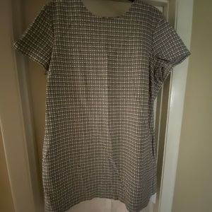 Grey and white dress with faux white shirt bottom